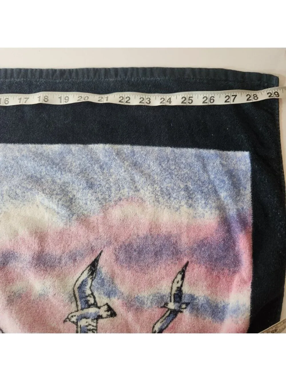 Vintage‎ Sherry Miami Beach Florida Sailboat Sunset Beach Towel Navy Blue 29x57